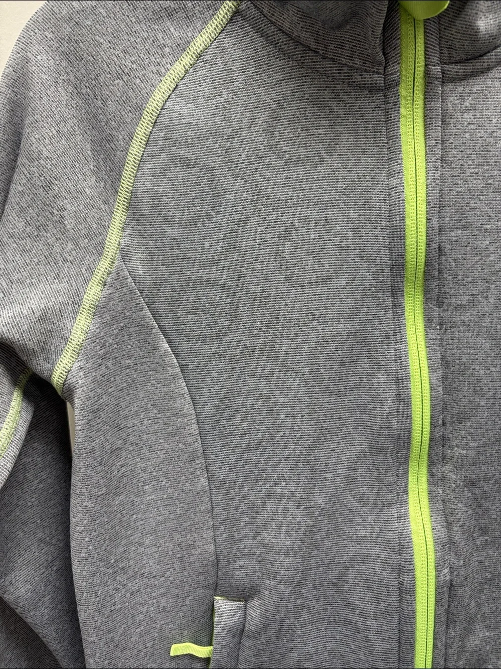 THE NORTH FACE Seashore Fleece Hoodie Full Zip Girls L 14/16 Gray Lime Green